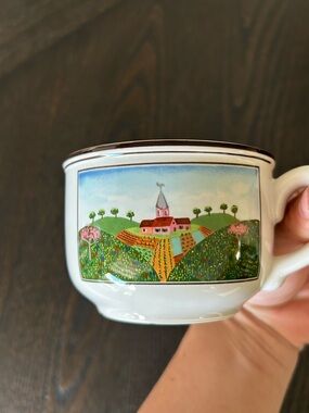 Villeroy & Boch White Ceramic Mug with Colorful Countryside Scene